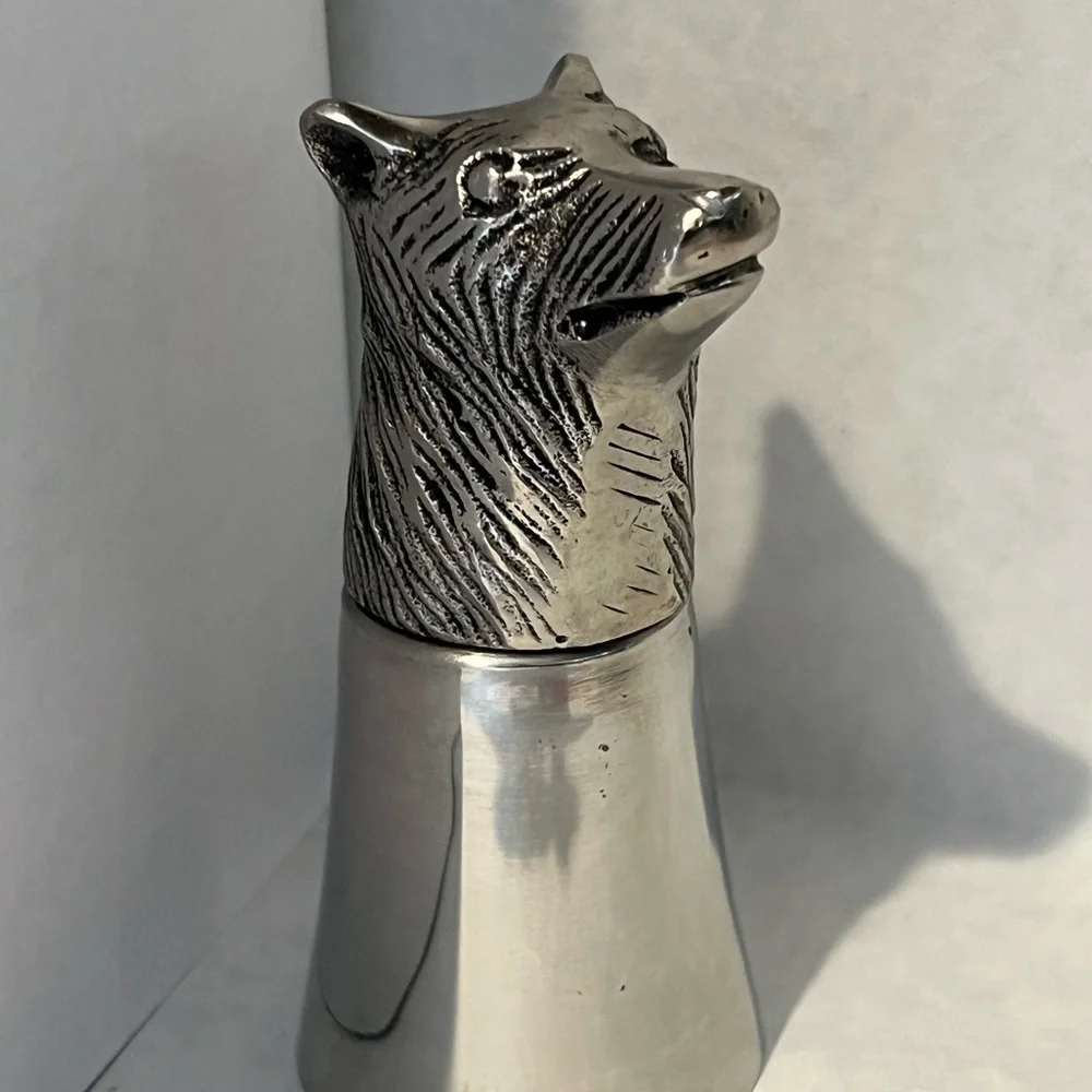 VINTAGE PEWTER ALUMINUM ANIMAL STIRRUP CUP